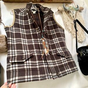 WOOLRICH check plaid boho wool vest w country equestrian cabi vibe